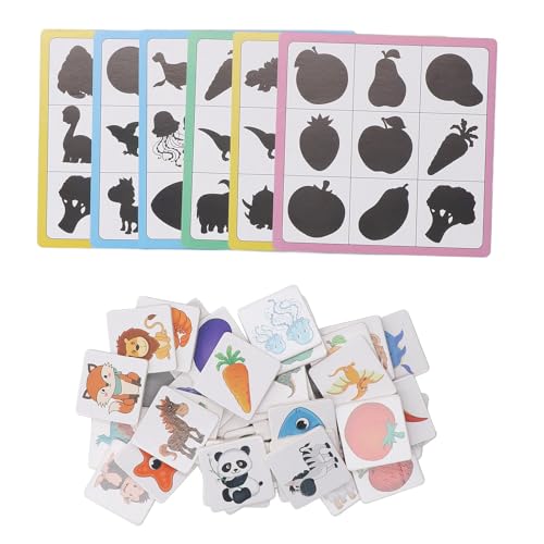 Juqrelith Cartes de Correspondance d'Ombres, Jeu Éducatif en Bois, Formes