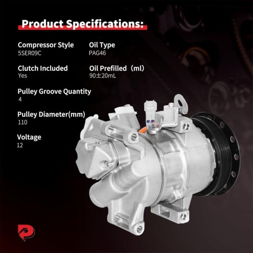 Image of PHOBOOS A /C Compressor with Clutch Compatible with Scion xA 2004-2006 L4 1.5L, xB 2004-2006 L4 1.5L, Ref. CO-11034C, 98376