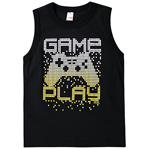 Camiseta regata, Marisol Play, meninos, preta, 6