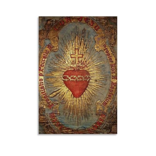 PANTTING Póster estético del Sagrado Corazón de Jesús para pared, decoración del hogar para dormitorio, sala de estar, 20 x 30 cm, estilo sin marco