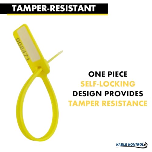 Kable Kontrol Serialized Write-On Narrow Flag Identification Zip Ties – 6 Inch Numbered Cable Ties with Writable ID Tags – 100 Pack Nylon Self-Locking Wire Marker Labels & Tie Straps – Yellow - Thumbnail 4