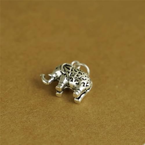 SUGARKITTEN LONDON Sterling Silver Filigree 3D Elephant w Raised Trunk Pendant Charm 2 Tones (Oxidised Silver) - Image 4