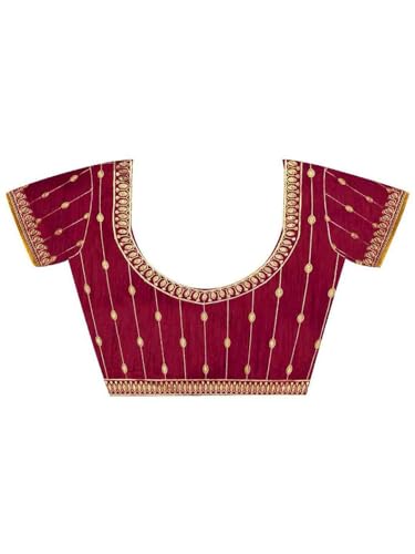 Image of AKHILAM Women's Pink Satin Silk Embroidered Saree with Unstitched Blouse Piece (SANCHI3001 SUM Parent)