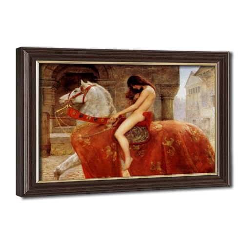Impression sur toile John Collier Lady Godiva 1898 - Tableau mural avec cadre 20x30 cm