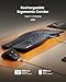 ProtoArc Ergonomic Wireless Keyboard Mouse, EKM01 Plus Full Size Ergo Bluetooth Keyboard Mouse Combo, Split Design, Wrist Rest, Multi-Device, Rechargeable, for Windows/Mac OS - Black