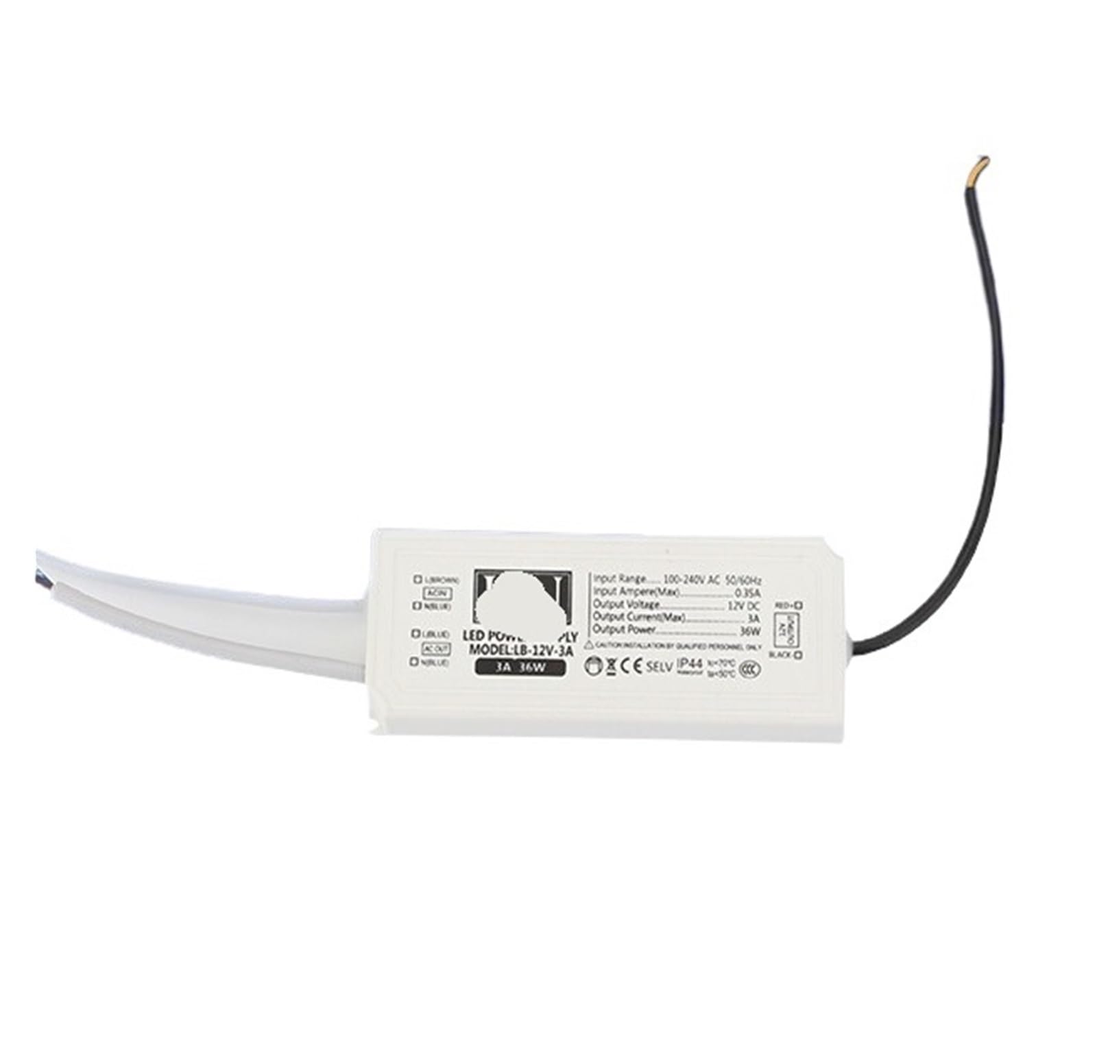 Luz de espejo de baño de voltaje constante delgado Fuente de alimentación Controlador LED de voltaje estable a prueba de humedad 12V3A Barra de luz LED Tira de luz 36W(36W with anti fog)