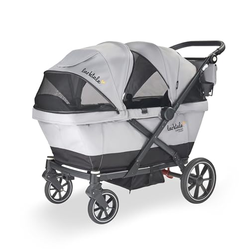 Larktale Caravan Coupe - Compact 2-Seater Stroller Wagon with Small Fold - Adjustable Canopies...