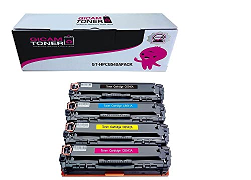 GICAM Toner CB540A Pack Tóner Compatible con HP CB540A Pack . Alto Rendimiento Válido para Impresoras: Color LaserJet CP1215 / CP1515 / CP1518 / CM1312 / 1514N / CP1514 / CP1510 / CP1217 / CP1515n