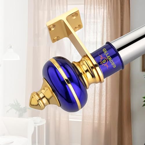 Image of Raj Mandir Curtain Bracket, Parda Holder Aluminium with Support 1 Inch Rod Pocket Finials Door and Window Rod Support for Window & Door Curtain Fitting, Rod Pocket Style (Pack of 1 Pair, Blue)