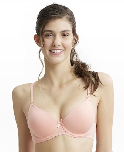 Image of Jockey 1245 Women Under-Wired Padded Super Combed Cotton Elastane Stretch Medium Coverage T-Shirt Bra with Detachable Straps