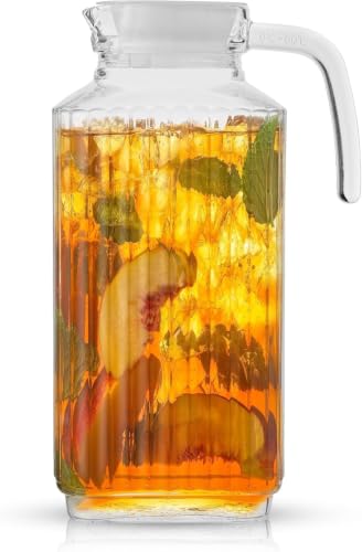 Image of Martvia Premium Juice and Water Glass Pitcher jug with Lid 2 Liter Romantic Style jugs with Handle Pitcher for Serve Water, Milk Juice, Lassi, Cocktail, Ideal for Gift Beverage Carafes (NP - 24)