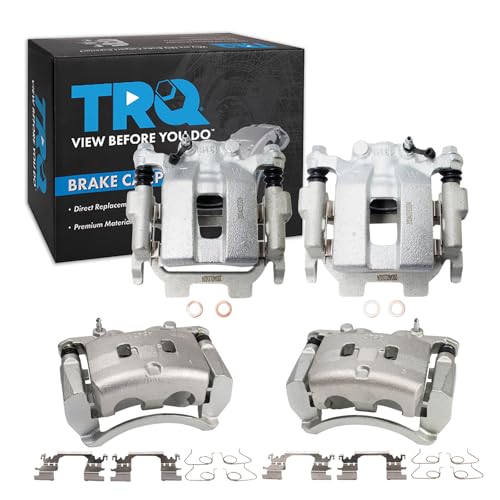 Image of TRQ Front and Rear Brake Caliper Set Zinc Coated Brackets Compatible with 2014-2018 Infiniti Q50 2017-2018 Q60