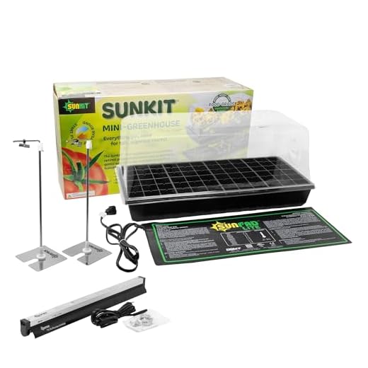 SUNPACK Sunkit LED BPA-Free Mini Greenhouse Kit - for Indoor Gardening or Seed Starting, Includes LED Grow Bulb, Heat Mat, Bottom Tray and Vented Humidity Dome