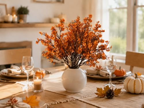 Image of Mandy's 6 Bundles Artificial Orange Baby's Breath Flowers
