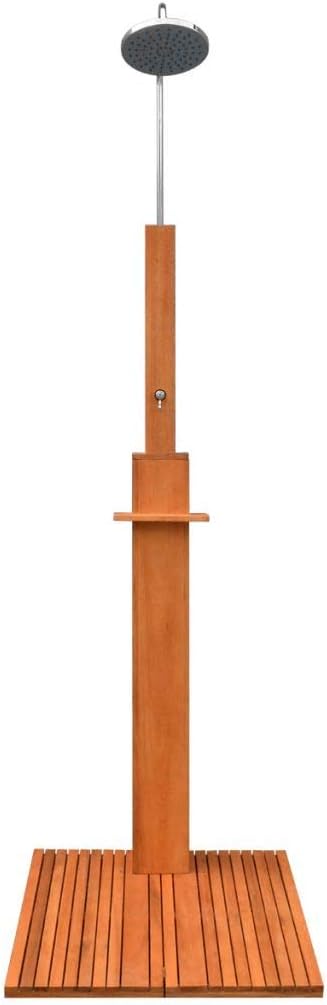 Garden Shower, Wooden Outdoor Showers Stand Adjustable Water Pressure Shower for Backyard Pool Camping Swimming 28 x 28 x 83 inch