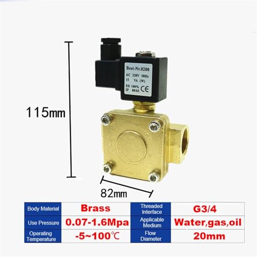 Válvula solenoide piloto G1/2 de alta presión para sistemas de fluidos de agua y aire industrial 3