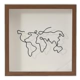 チケット半券収納フレーム、トラベルアドベンチャー アーカイブ シャドーボックス コンサート 旅行 チケット スタブ メモリー トップローディング シャドウ 記念品ボックス ボックス トラベルフレーム 思い出用トラベルボックス (29*29cm,クルミ色 - クラシック)