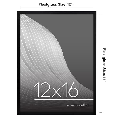 Americanflat 12x16 Picture Frame with Polished Plexiglass - Streamline Collection - Thin Border Picture Frame for Wall Display - Hanging Hardware Included - Black