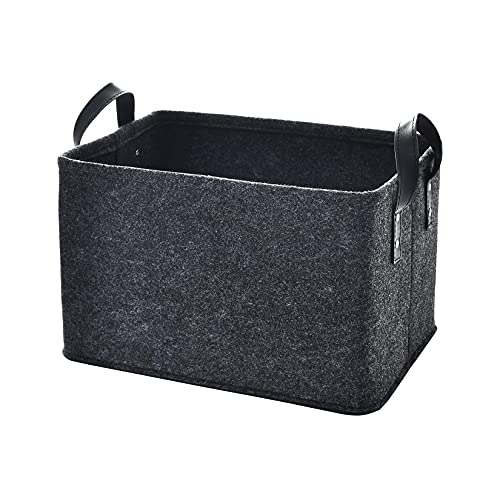 Tongliang Aufbewahrungsboxen Filz Korb mit Griffen Filzkorb Faltbare Wäschekorb Aufbewahrungskorb für Schrank Schlafzimmer Spielzeug Dunkelgrau S 1PC Cover