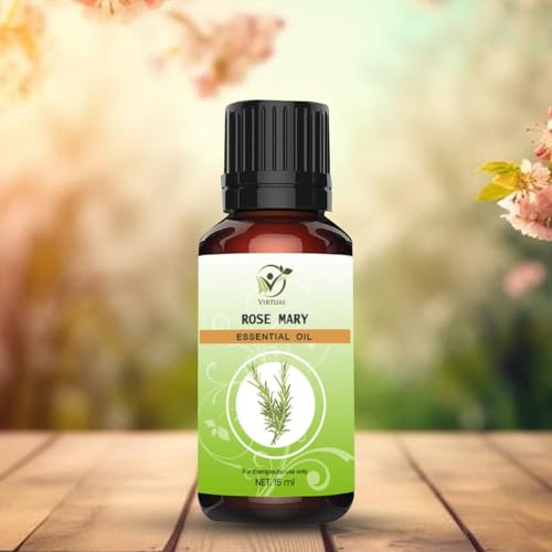 Image of VIRTUAL Rosemary Essential Oil 15ml 100 Percent Pure Natural Therapeutic Grade Oil for Hair Growth Hair Fall Control Dandruff Care Aromatherapy Sleep Relaxation Skin Body Massage Use