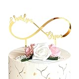 Infinity Cake Topper with Custom First Names, Love Wedding Cake Decorations, Mr. & Mrs. Sign, Engagement, Anniversary, Valentine's Day Gift for Couples, Personalized Acrylic Cake Topper - Any Color
