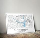 Lake Hartwell Georgia and South Carolina United States Map Lake Poster Home Decor Office Decoration Wall Art Dorm Bedroom Gift | 11×17, 16×24, 24×36 inch- Unframed Wall Art