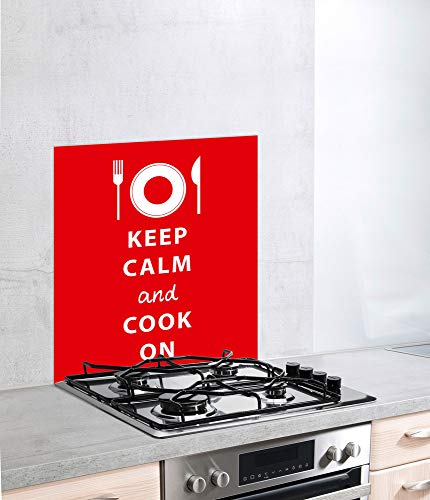 WENKO Glasrückwand Keep Calm - Spritzschutz, Gehärtetes Glas, 70 x 60 cm, Mehrfarbig – Ansicht 3