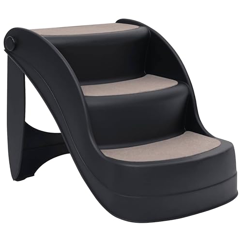 vidaXL Escalera para Perros Plegable de 3 peldaños Negra