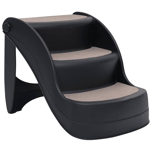 vidaXL Escalera para Perros Plegable de 3 peldaños Negra