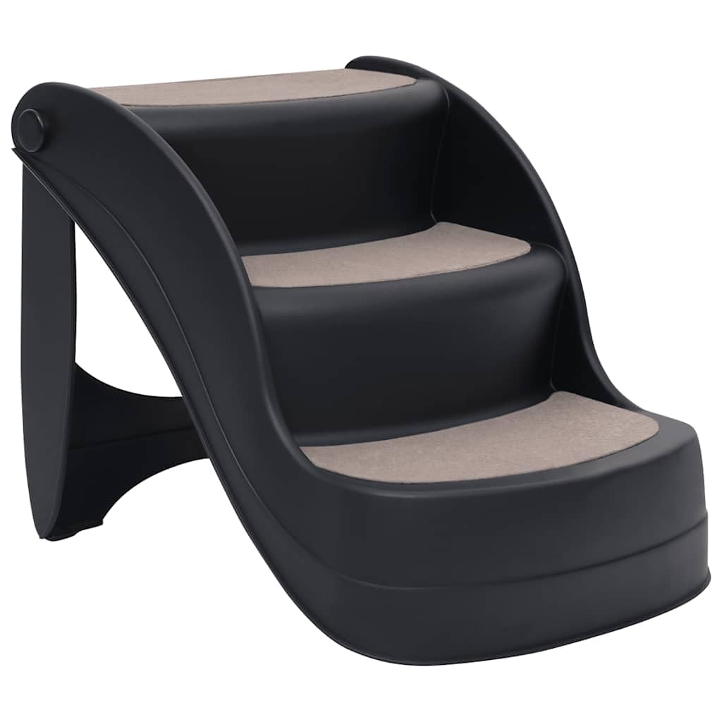 Hundetreppe 3 Stufen klappbar, Haustiertreppe für kleine und große Hunde & Katzen, rutschfeste Einstiegshilfe für Sofa & Auto, belastbar bis 20 kg, Schwarz