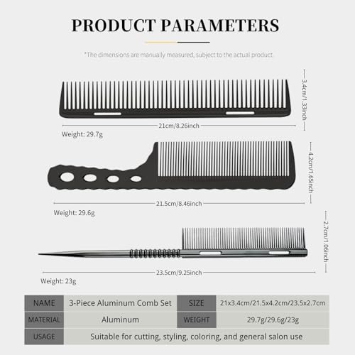 3 Peines de Aluminio para Hombre y Mujer, Profesional miniatura 2