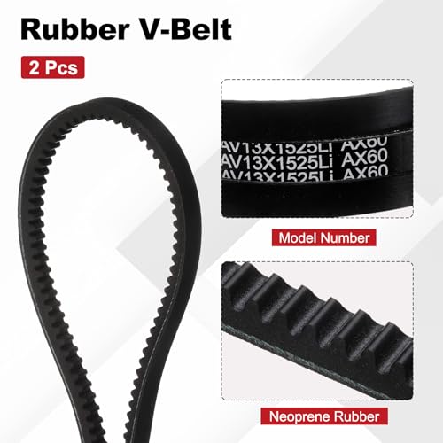 Image of AX60 Belt, Raw Edge Cogged Industrial Rubber EPDM V-Belt, Pack of 2