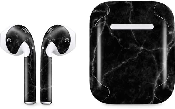 Skinit Decal Audio Skin Compatible with Apple AirPods - Black Marble Design