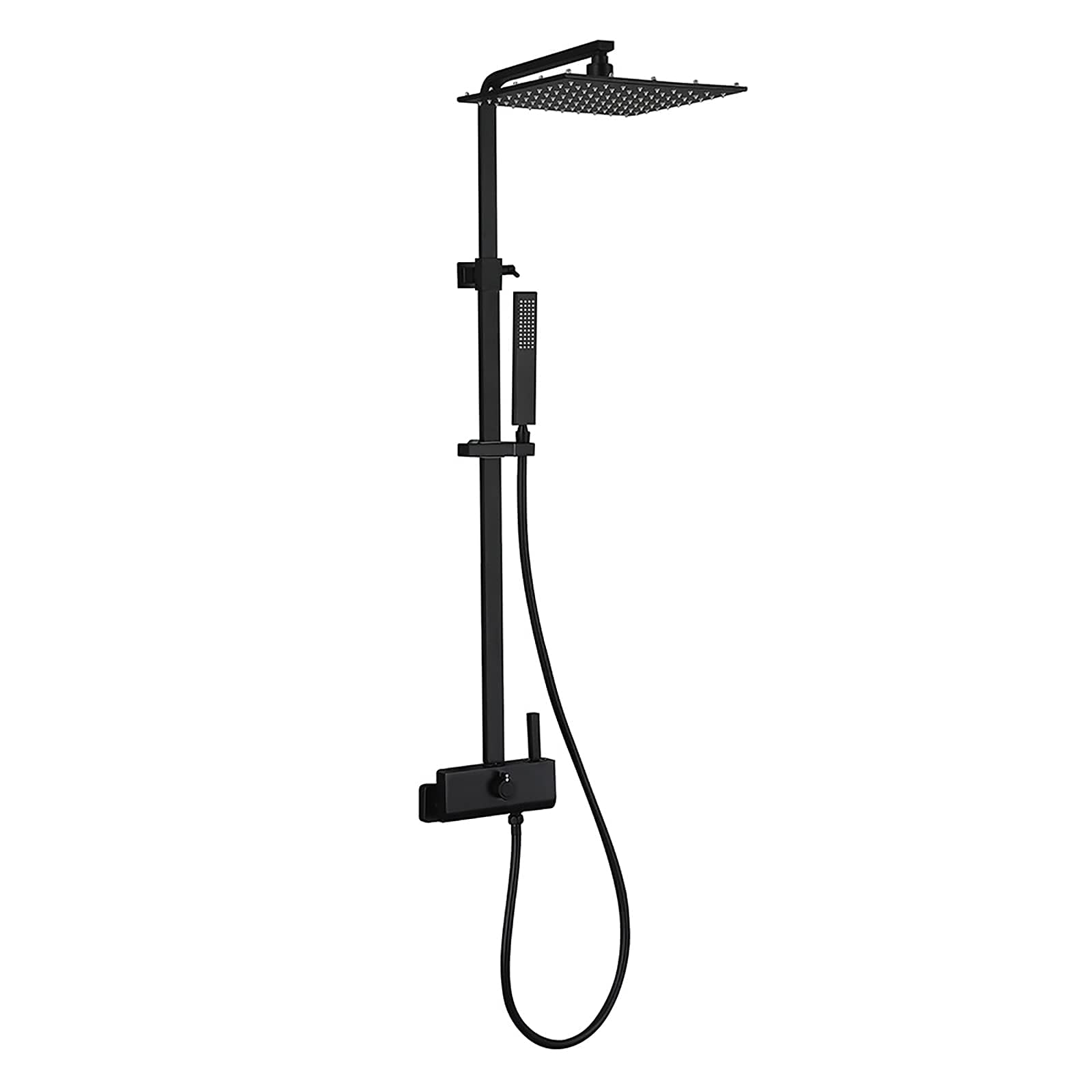 AYCDL Led Black Shower Combo Set Wall Mounted Bathroom Shower Faucet Set with 12 Inches Shower Head, Handheld Shower, Waterfall Tub Spout