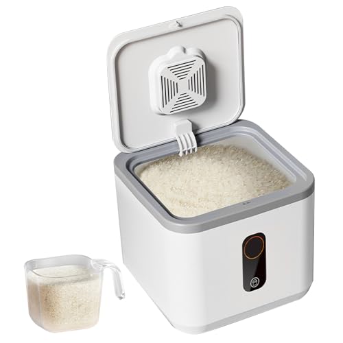 Reisbehälter 5 Kg Lebensmittelecht Feuchtigkeitsbeständig Doppelte Silikondichtung Müsli-reiskübel Mit Messbecher Starke Belastung Hitzebeständig Reisaufbewahrung Reisspender Reisaufbewahrungsbehälter
