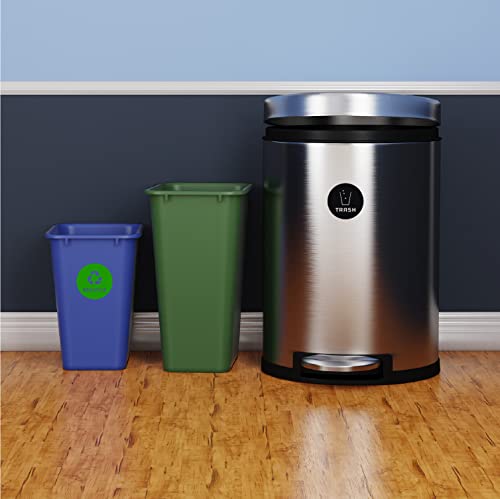 Image of Recycle and Trash Sticker Vinyl Modern Logo Symbol to Organize Trash cans or Garbage containers and Walls - Contour Cut (Green /Black, XSmall)