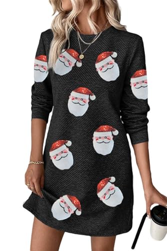 Image of OCSTRADE Womens Sweatshirt Dresses Crewneck Long Sleeve Textured Shift Dresses Trendy Girls 2025 Fall Pullover Tops