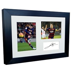 Signed Lionel Messi Barcelona Photo Photograph Picture Frame Autograph Mount Football Soccer Gift A4