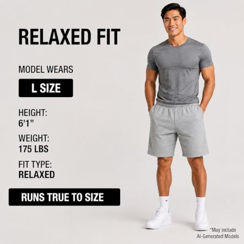 Image of Essential Elements Mens 3 Pack 100% Cotton Lounge Pajama PJ Shorts | Soft Breathable Knit With an Elastic Waist and Handy Pockets, Comfy for Sleep, Workouts and Relaxed Everyday Wear