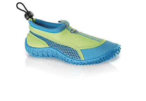 Fashy® Kinder Outdoor Sport- und Schwimmschuhe Aquaschuhe aus Neopren und Mesh mit TPR-Sohle (Made In Germany) Grün/Türkis 31