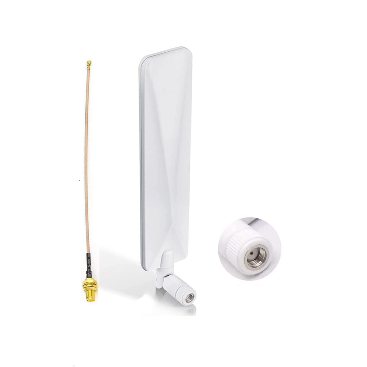 4G 5G LTE Antenna 9dBi SMA Male Cellular White SMA Antenna for Wireless CPE Router Hotspot Cellular Gateway Industrial IoT Router Trail Game Camera Outdoor Security Camera with SMA IPEX Cable
