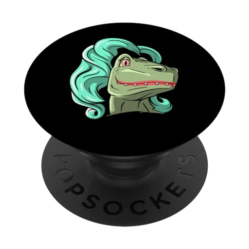Dino Lady Dinosaur Mom PopSockets Swappable PopGrip, Black