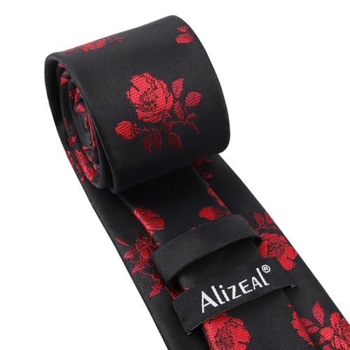 Image of Alizeal Mens 3.15'' Light Color Rustic Tie Handkerchief | with Flower Printed Handkerchief for Wedding Business Daily Wear