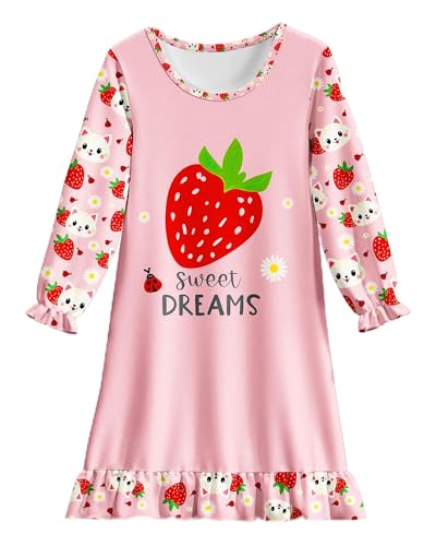 LQSZ Girls Nightgown Casual Dress Sleepwear 3-10 Years Pajamas Long Sleeve Nightgowns for Little Girls