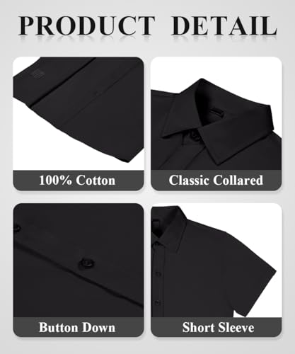 Visaccy Boys Short Sleeve Dress Shirts Button Down Solid Cotton Casual Shirt Size 2-20 Years4