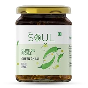 Soul Green Chilli Pickle in Olive Oil 265 Grams - A Spicy Fusion Infused with Premium Olive Oil