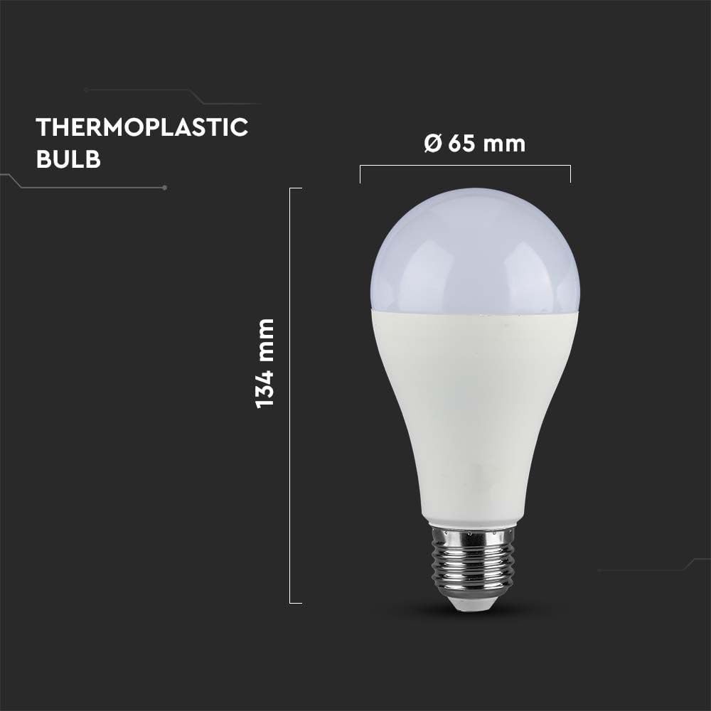 7x Lampadine LED V-Tac VT-2015 E27 15W Opaca (1350 lumen equivalenti a 90W) Forma: Goccia A65 Luce Bianco Freddo 6400K - Fascio Luminoso 200° + Sdoppiatore Omaggio