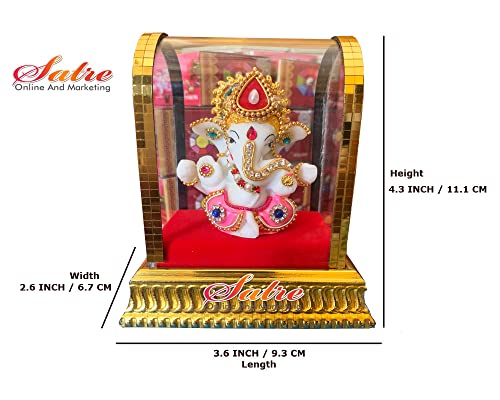 Acrylic Ganesh Statue In Glass, Ganesha Idols For Home And Office And Car Decor (Gold) #TOP1