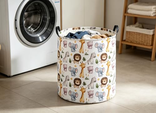 Image of DDBASKE Laundry Basket Animal Hamper for Nursery Cute Storage Bin Organizer Room Decor for Home(Zoo)