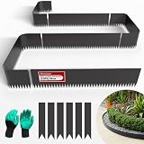20ft. 6-Pack Galvanized Metal Edging for Landscaping - 40' L x 8' H Metal Landscape Edging with 6 Stakes, Hammer-in Steel Garden Border for Flower beds, Lawn & Yard (Black)